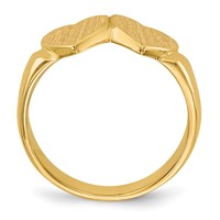 14K Yellow Gold 8.0x 8.0mm Closed Back Double Heart Signet Ring view 2