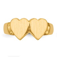14K Yellow Gold 8.0x 8.0mm Closed Back Double Heart Signet Ring view 4