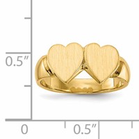 14K Yellow Gold 8.0x 8.0mm Closed Back Double Heart Signet Ring view 5