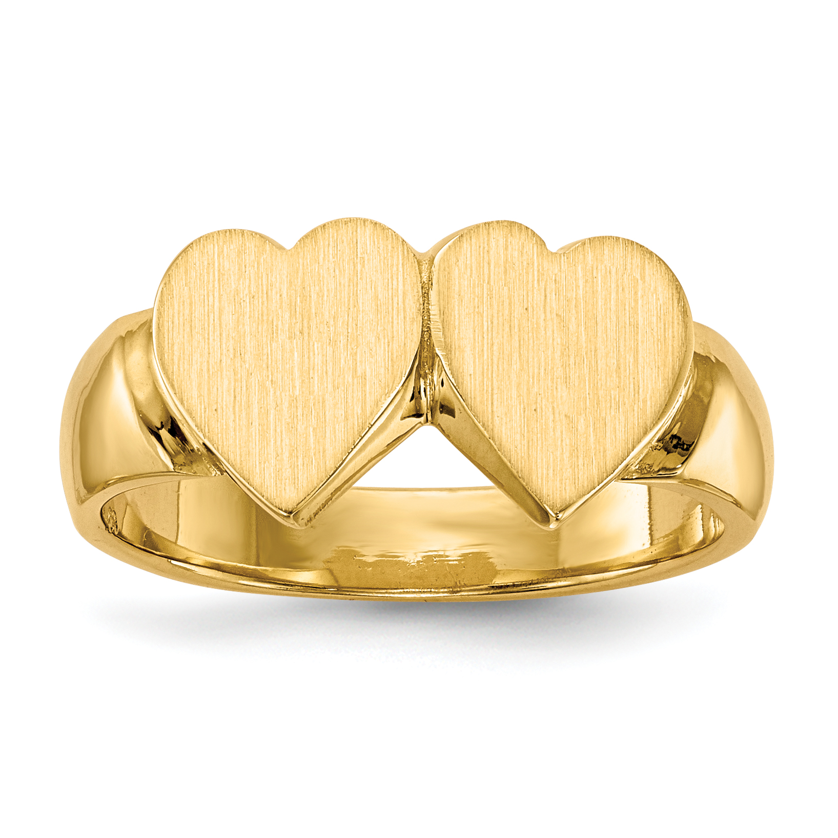 14k 8.0x8.0mm Closed Back Double Heart Signet Ring (RS518)