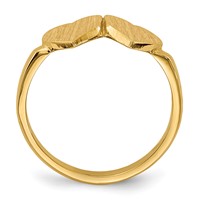 14K Yellow Gold 7.5x 7.5mm Open Back Double Heart Signet Ring view 2
