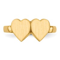 14K Yellow Gold 7.5x 7.5mm Open Back Double Heart Signet Ring view 4