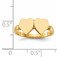 14K Yellow Gold 7.5x 7.5mm Open Back Double Heart Signet Ring view 5