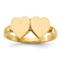 14K Yellow Gold 7.5x 7.5mm Open Back Double Heart Signet Ring view 1