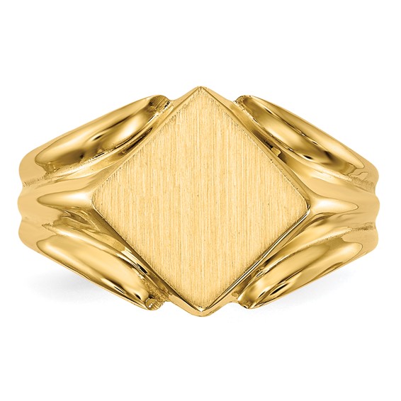 14k 11.5x11.5mm Square Closed Back Signet Ring