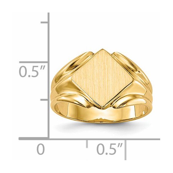 14k 11.5x11.5mm Square Closed Back Signet Ring