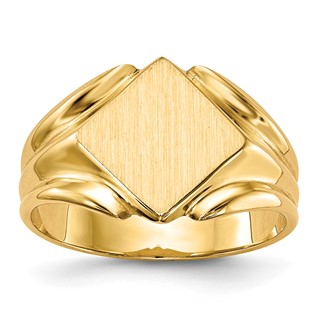 14k 11.5x11.5mm Square Closed Back Signet Ring