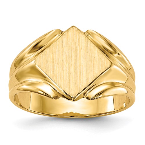 14K Yellow Gold 11.5x 11.5mm Square Closed Back Signet Ring