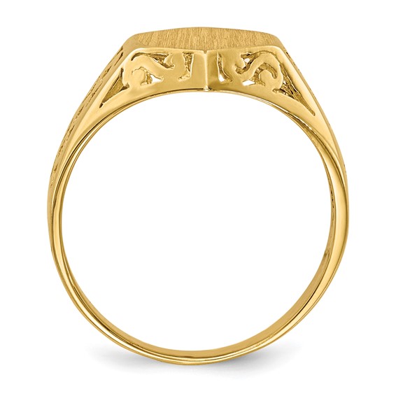14k 9.5x8.5mm Hexagon Open Back Signet Ring