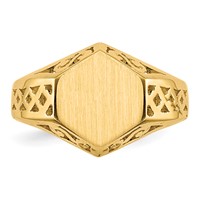 14K Yellow Gold 9.5x8.5mm Hexagon Open Back Signet Ring view 4