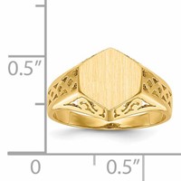 14K Yellow Gold 9.5x8.5mm Hexagon Open Back Signet Ring view 5
