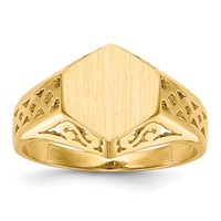14K Yellow Gold 9.5x8.5mm Hexagon Open Back Signet Ring view 1