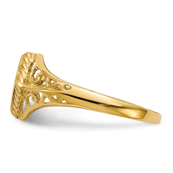 14k 8.5x8.0mm Square Open Back Signet Ring