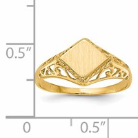 14K Yellow Gold 8.5x 8.0mm Square Open Back Signet Ring view 5