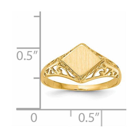 14k 8.5x8.0mm Square Open Back Signet Ring