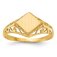 14K Yellow Gold 8.5x 8.0mm Square Open Back Signet Ring view 1