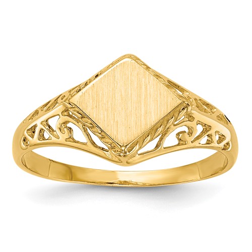 14K Yellow Gold 8.5x 8.0mm Square Open Back Signet Ring