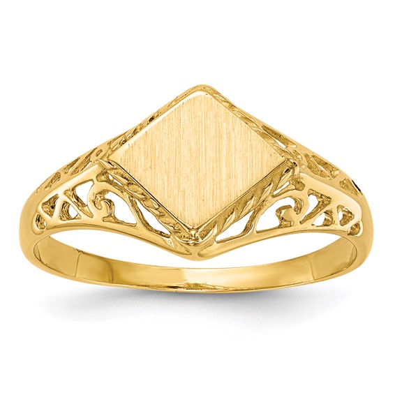 14k 8.5x8.0mm Square Open Back Signet Ring