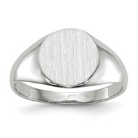14K White Gold 9.0x 9.0mm Round Closed Back Signet Ring view 1