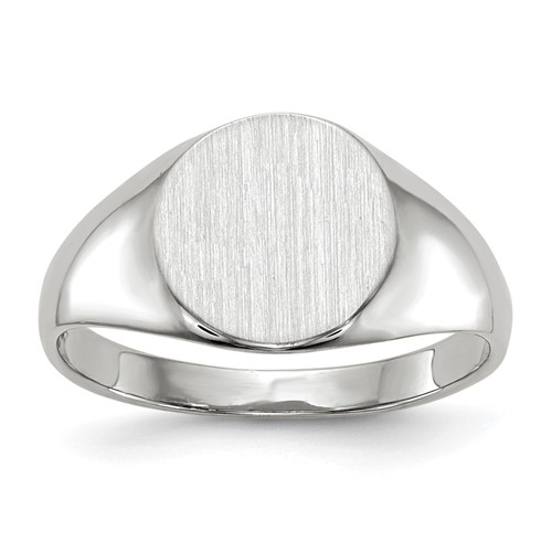 10K White Gold 9.0x 9.0mm Closed Back Signet Ring