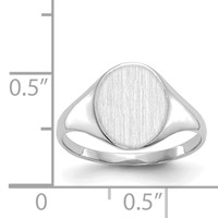 10K White Gold 9.0x10.0mm Closed Back Signet Ring view 5