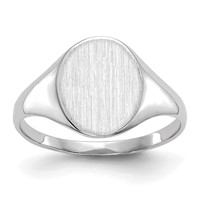 10K White Gold 9.0x10.0mm Closed Back Signet Ring view 1