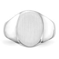 14K White Gold 11.5x 15.0mm Oval Closed Back Mens Signet Ring view 5