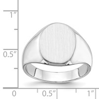 14K White Gold 11.5x 15.0mm Oval Closed Back Mens Signet Ring view 3