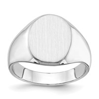 14K White Gold 11.5x 15.0mm Oval Closed Back Mens Signet Ring view 1