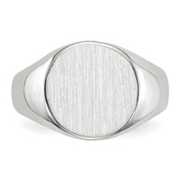 14K White Gold 10.5x 10.5mm Round Closed Back Signet Ring view 4