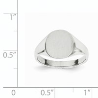 14K White Gold 10.5x 10.5mm Round Closed Back Signet Ring view 5