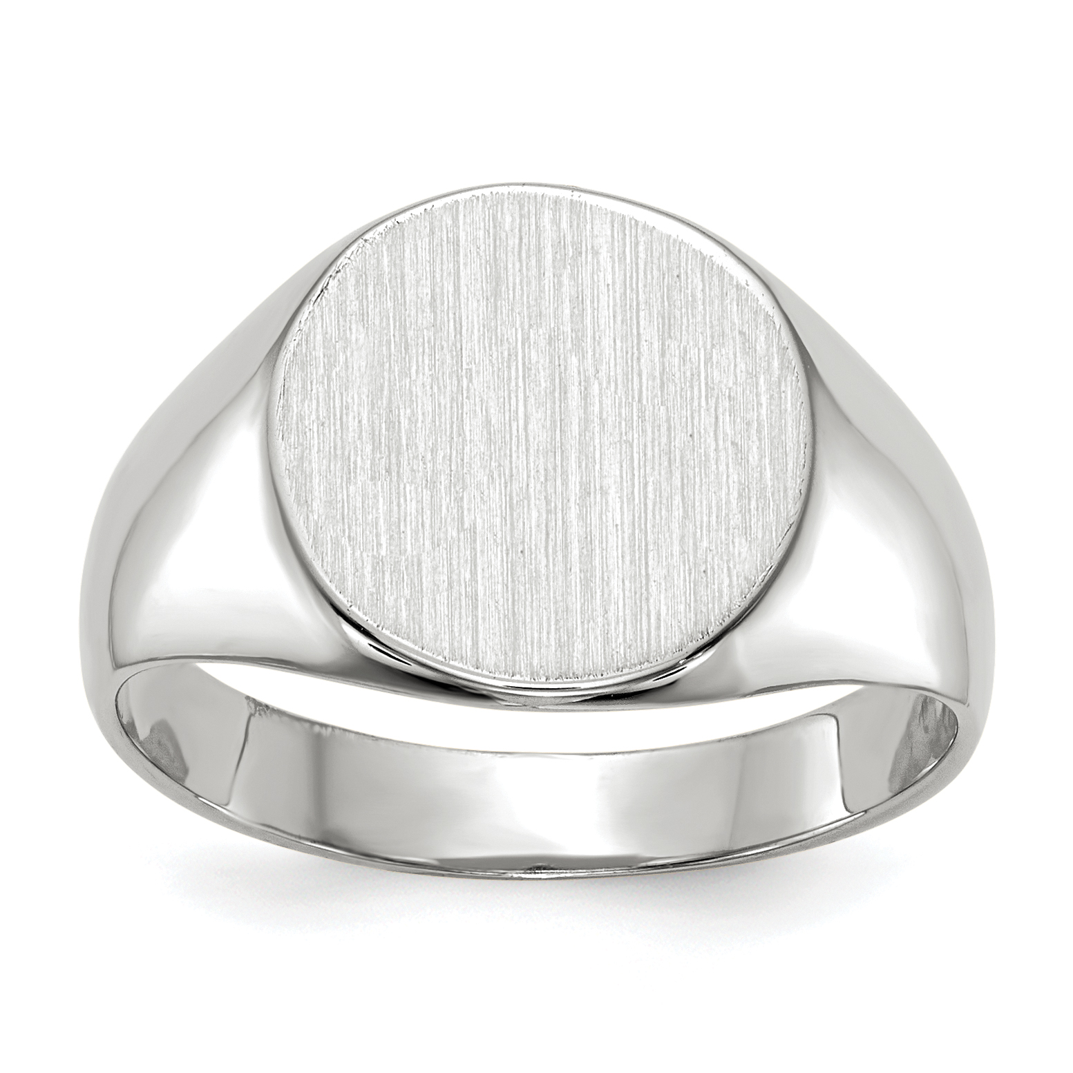 14k White Gold 10.5x10.5mm Closed Back Signet Ring (RS535)