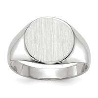 14K White Gold 10.5x 10.5mm Round Closed Back Signet Ring view 1