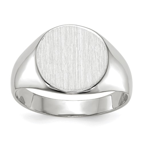 14K White Gold 10.5x 10.5mm Round Closed Back Signet Ring