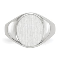 14K White Gold 10.0x11.5mm Oval Closed Back Signet Ring view 4