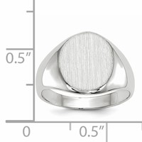 14K White Gold 10.0x11.5mm Oval Closed Back Signet Ring view 5