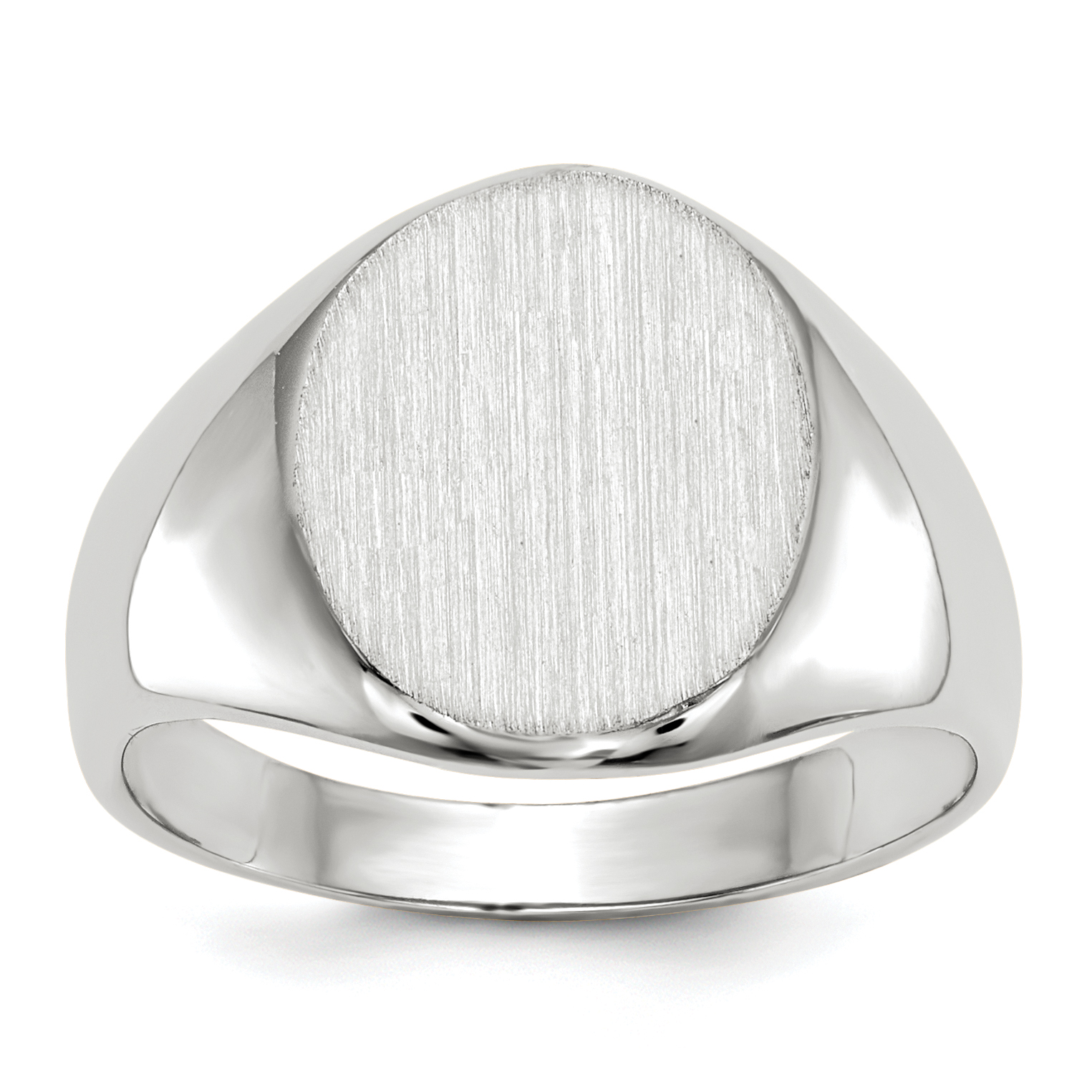 14k White Gold 10.0x11.5mm Closed Back Signet Ring (RS536)
