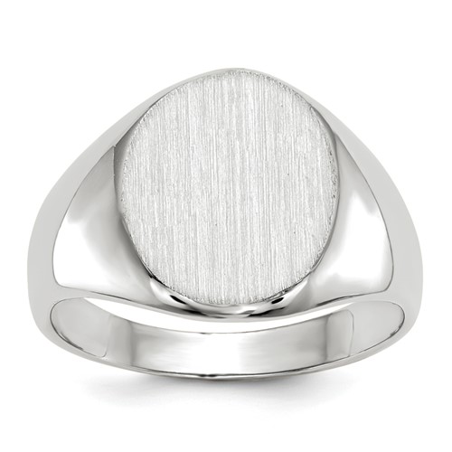 14K White Gold 10.0x 11.5mm Oval Closed Back Signet Ring