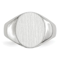 14K White Gold 12.0x12.5mm Oval Closed Back Signet Ring view 4