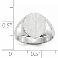 14K White Gold 12.0x12.5mm Oval Closed Back Signet Ring view 5