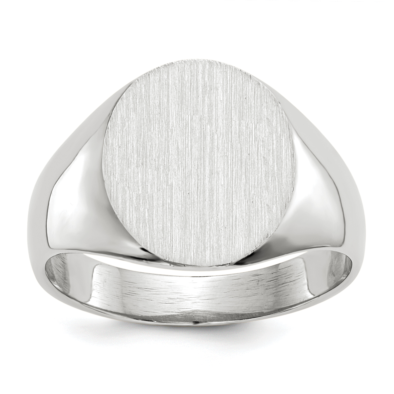 14k White Gold 12.0x12.5mm Closed Back Signet Ring (RS537)