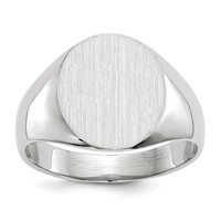 14K White Gold 12.0x12.5mm Oval Closed Back Signet Ring view 1