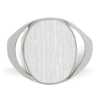 14K White Gold 12.5x 13.5mm Oval Closed Back Signet Ring view 4