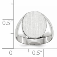 14K White Gold 12.5x 13.5mm Oval Closed Back Signet Ring view 5