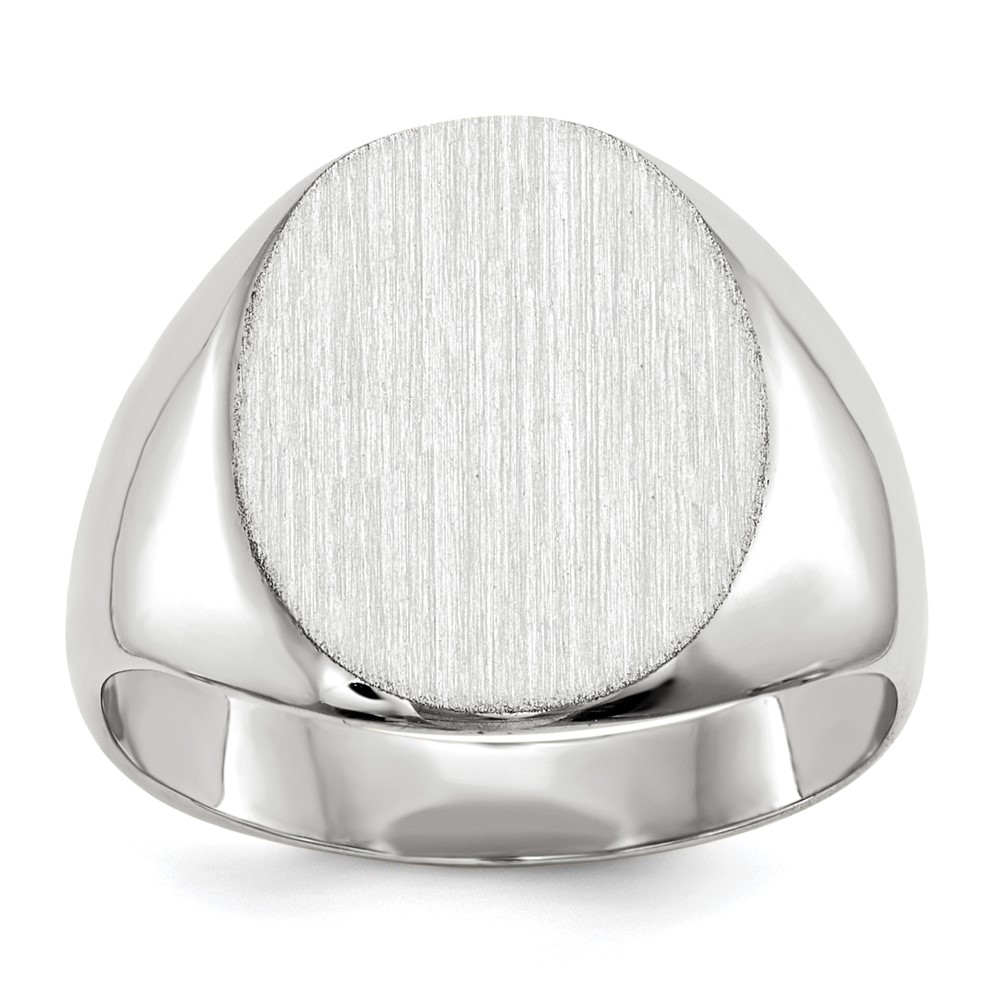 14k White Gold 13.5×12.5mm Closed Back Signet Ring