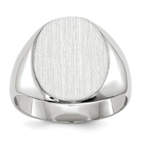 14K White Gold 12.5x 13.5mm Oval Closed Back Signet Ring view 1
