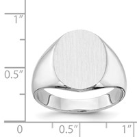 14K White Gold 12.5x 15.0xmm Oval Closed Back Signet Ring view 3