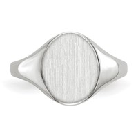 14K White Gold 9.0x10.0mm Oval Open Back Signet Ring view 4