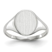 14K White Gold 9.0x10.0mm Oval Open Back Signet Ring view 1