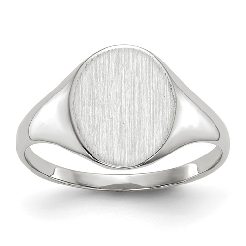 14K White Gold 9.0x 10.0mm Oval Open Back Signet Ring